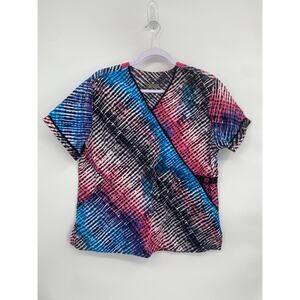 WonderFlex by Wonder Wink Scrub Top Tie Dye Stretch Women's L